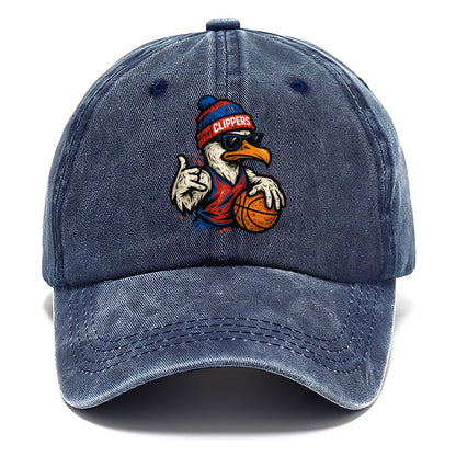 LA Seagull wearing Clippers red white and blue beanie with ship patch and wayfarer - Classic Cap - Twilight Navy(Blue)