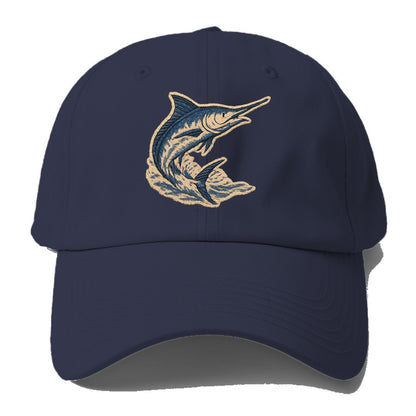 SWORDFISH MARLIN - leaping marlin in blue and silver , sport fishing - Baseball Cap - Twilight Navy(Blue)