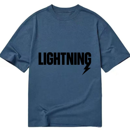 Bold typography design - "LIGHTNING" - fast, electric, striking - Classic T-shirt - Twilight Navy(Blue)
