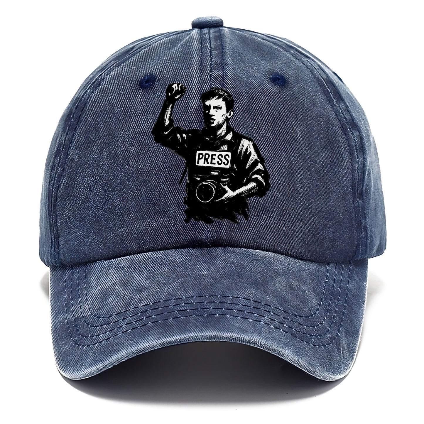Journalist with camera - press freedom ink painting - Classic Cap - Twilight Navy(Blue)