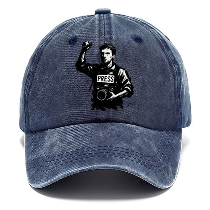 Journalist with camera - press freedom ink painting - Classic Cap - Twilight Navy(Blue)