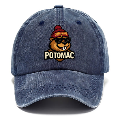Potomac Beaver wearing Commanders beanie with monument patch and wayfarer sunglasses - Classic Cap - Twilight Navy(Blue)