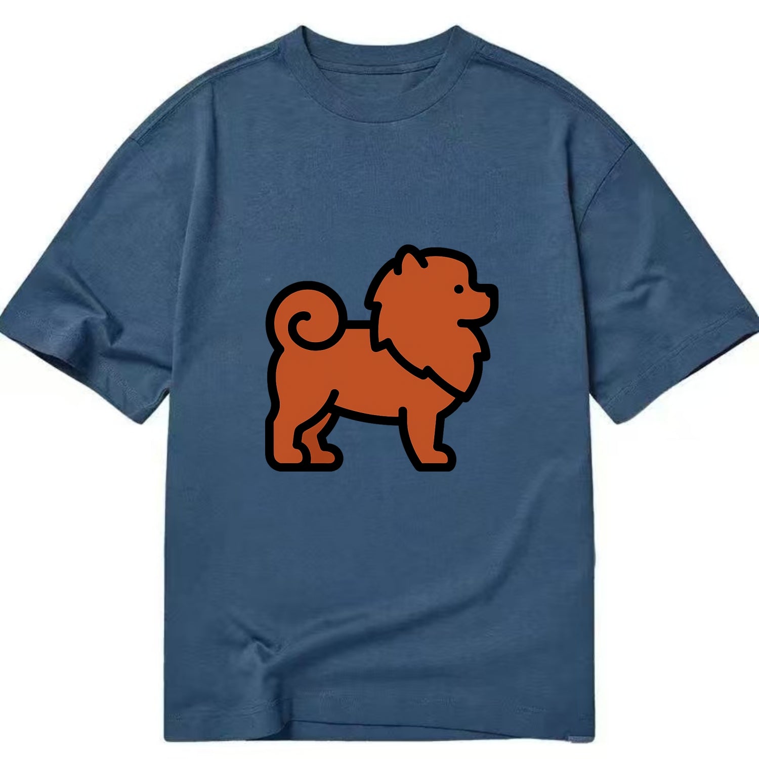 Chow Chow - Red fluffy flat side profile - Classic T-shirt - Twilight Navy(Blue)