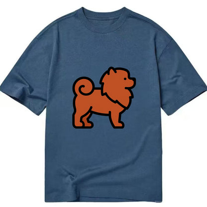 Chow Chow - Red fluffy flat side profile - Classic T-shirt - Twilight Navy(Blue)