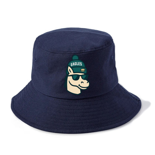 Philadelphia Horse wearing Eagles beanie with cheesesteak patch and wayfarer sunglasses - Bucket Hat