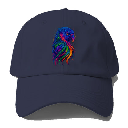 Vibrant parrot with feathers flowing into tropical rainbow streams, every color of - Baseball Cap - Twilight Navy(Blue)
