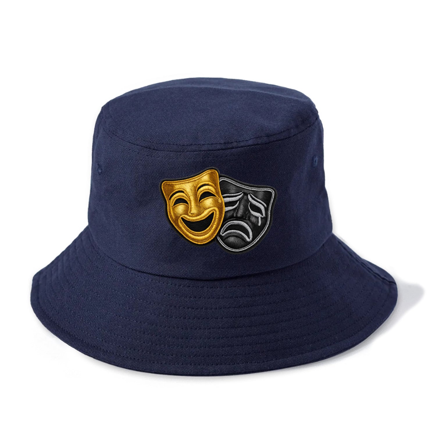 BROADWAY MASKS - comedy tragedy masks in gold and black , theater - Bucket Hat - Twilight Navy(Blue)