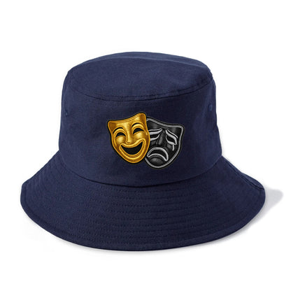 BROADWAY MASKS - comedy tragedy masks in gold and black , theater - Bucket Hat - Twilight Navy(Blue)