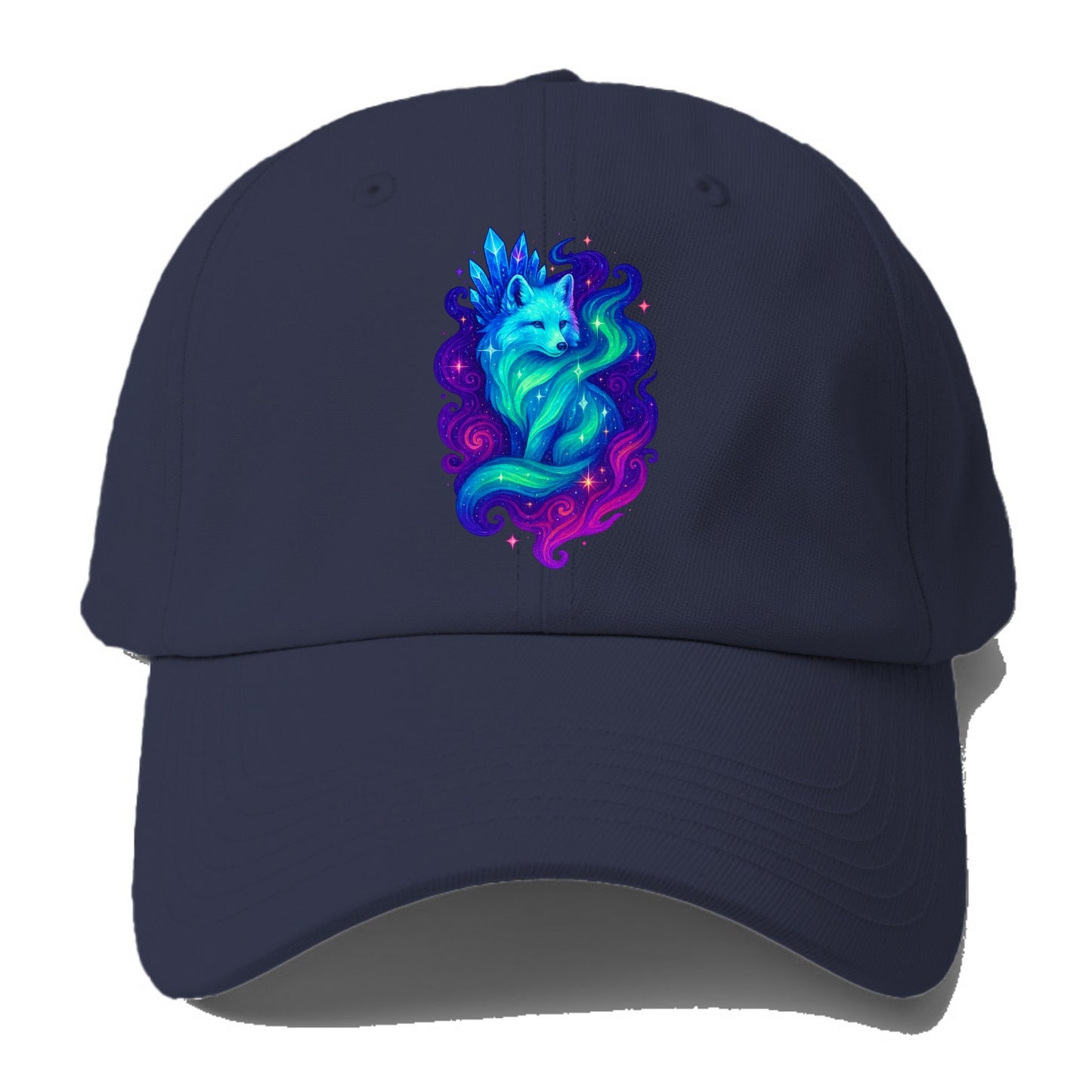 Ethereal arctic fox with fur that transforms into crystal formations, - Baseball Cap For Big Heads - Twilight Navy(Blue)