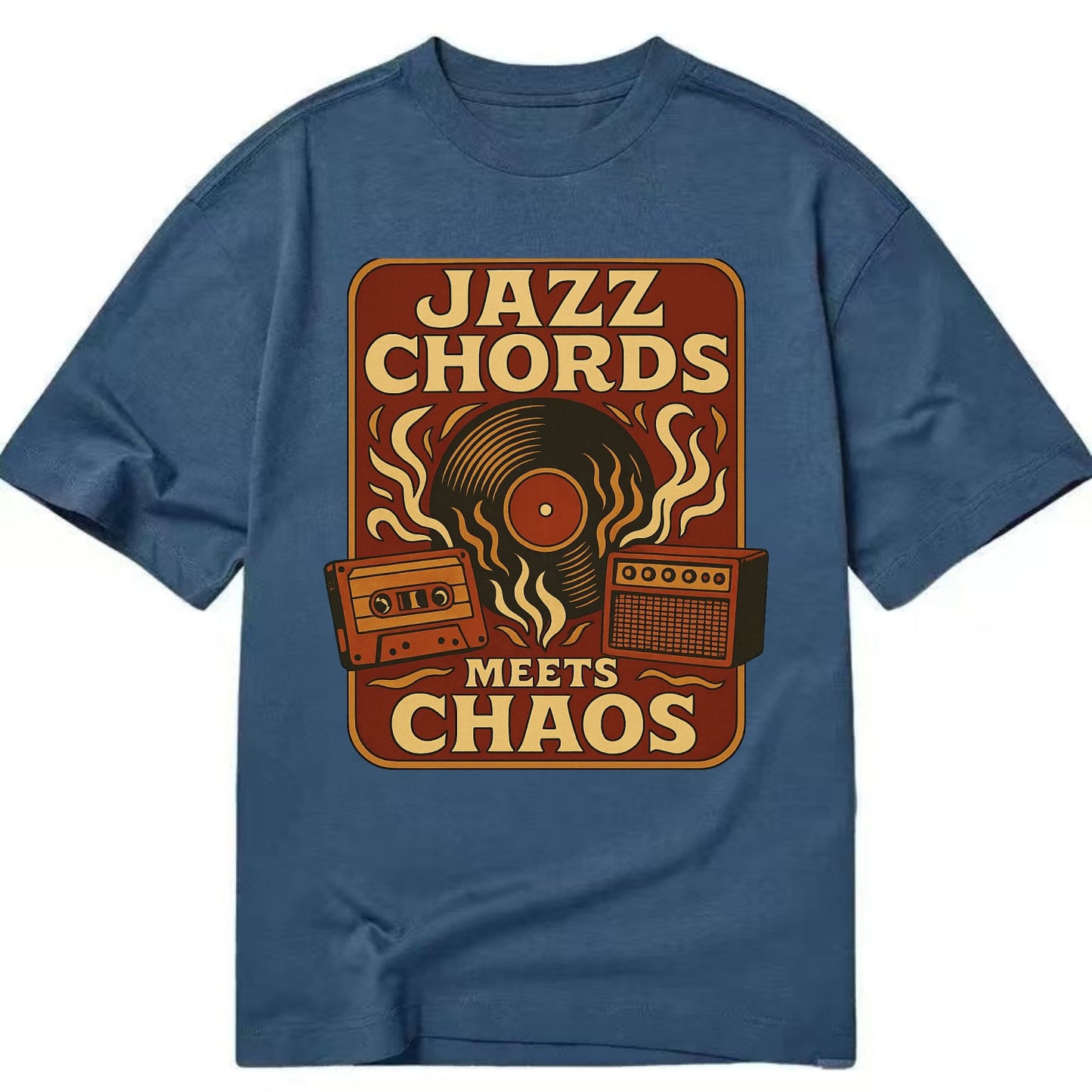 Jazz chords with hyperpop energy - "Jazz Meets Chaos" - unexpected fusion - Classic T-shirt - Twilight Navy(Blue)