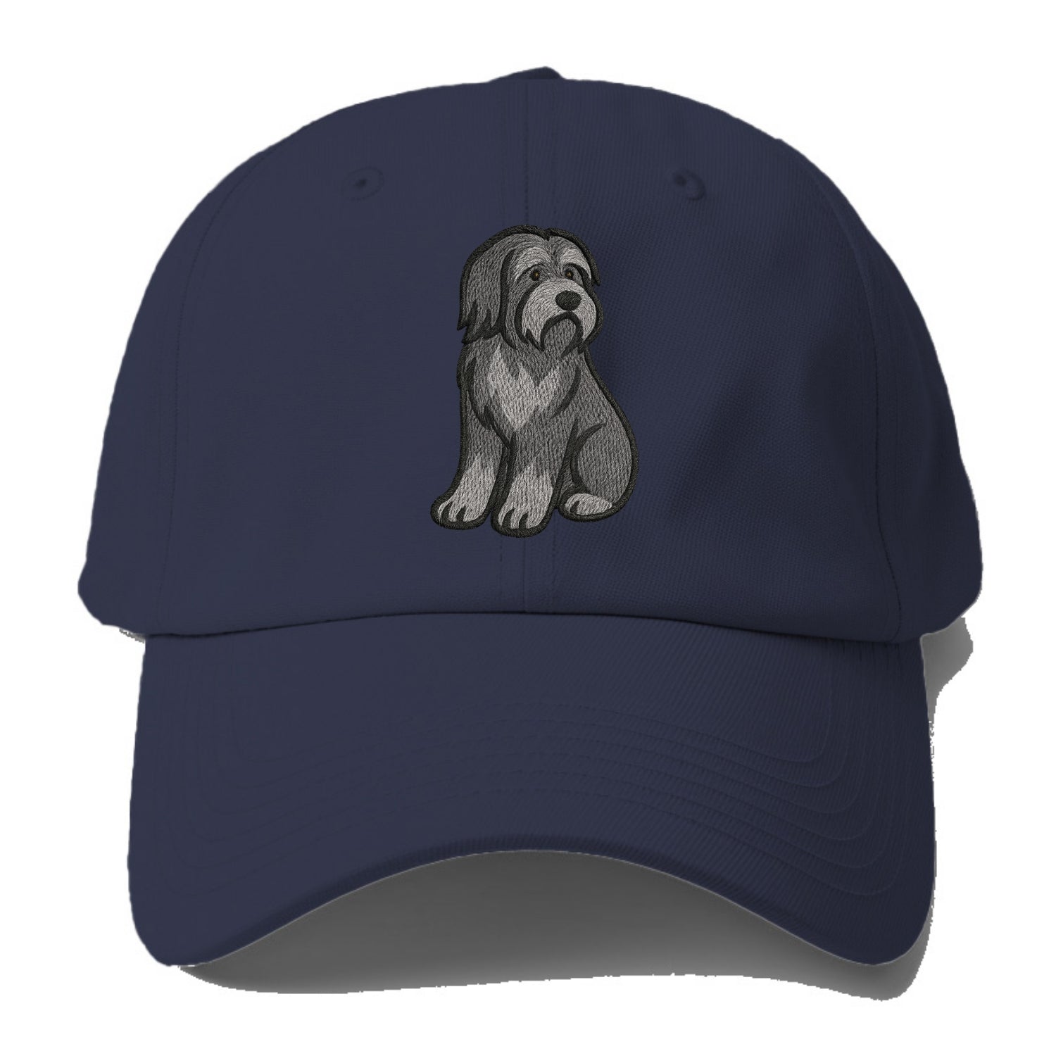 Bearded Collie - Gray shaggy coat embroidered pose - Baseball Cap For Big Heads - Twilight Navy(Blue)