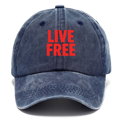 Bold typography design - "LIVE FREE" - unrestricted living - Classic Cap - Twilight Navy(Blue)