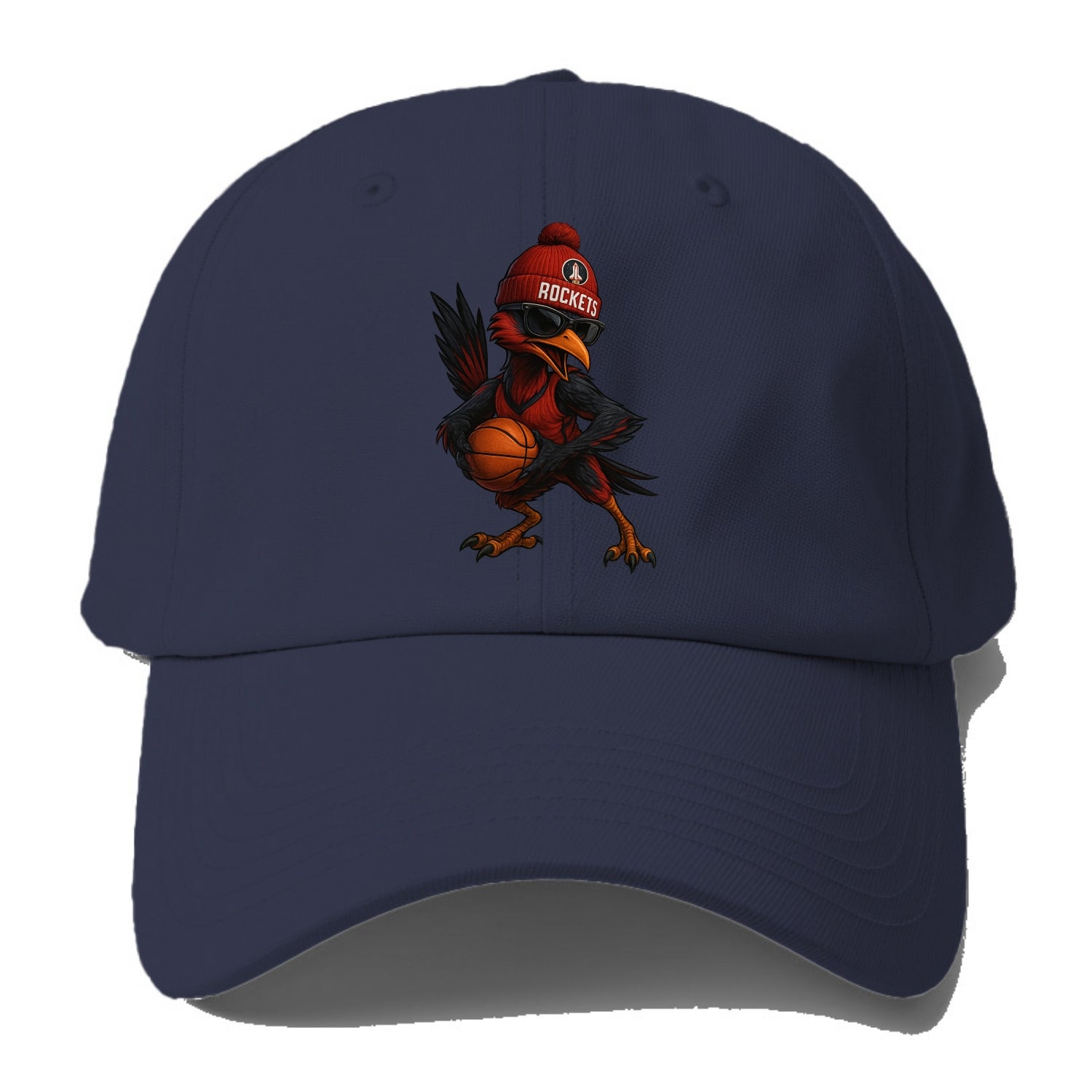 Houston Roadrunner wearing Rockets beanie with launch pad patch and - Baseball Cap For Big Heads - Twilight Navy(Blue)