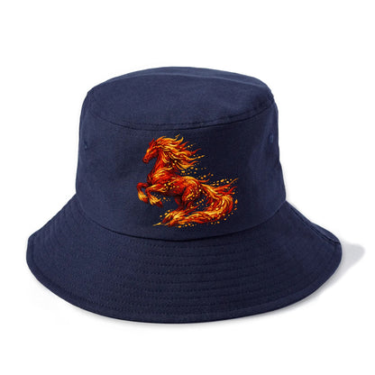 EMBER RISING | Sparks forming into horse shape | Particles of fire | Energy coalescing - Bucket Hat - Twilight Navy(Blue)