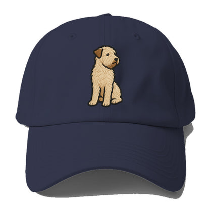 Soft Coated Wheaten Terrier - Light tan flowing coat embroidered pose - Baseball Cap For Big Heads - Twilight Navy(Blue)