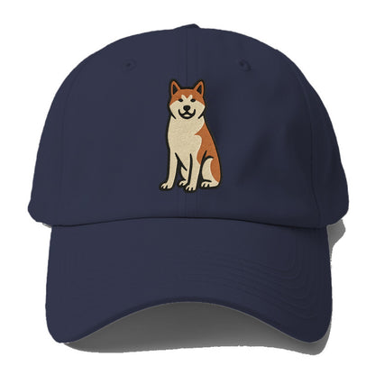 Akita - White and red sitting pose - Bas Baseball Cap For Big Heads - Twilight Navy(Blue)