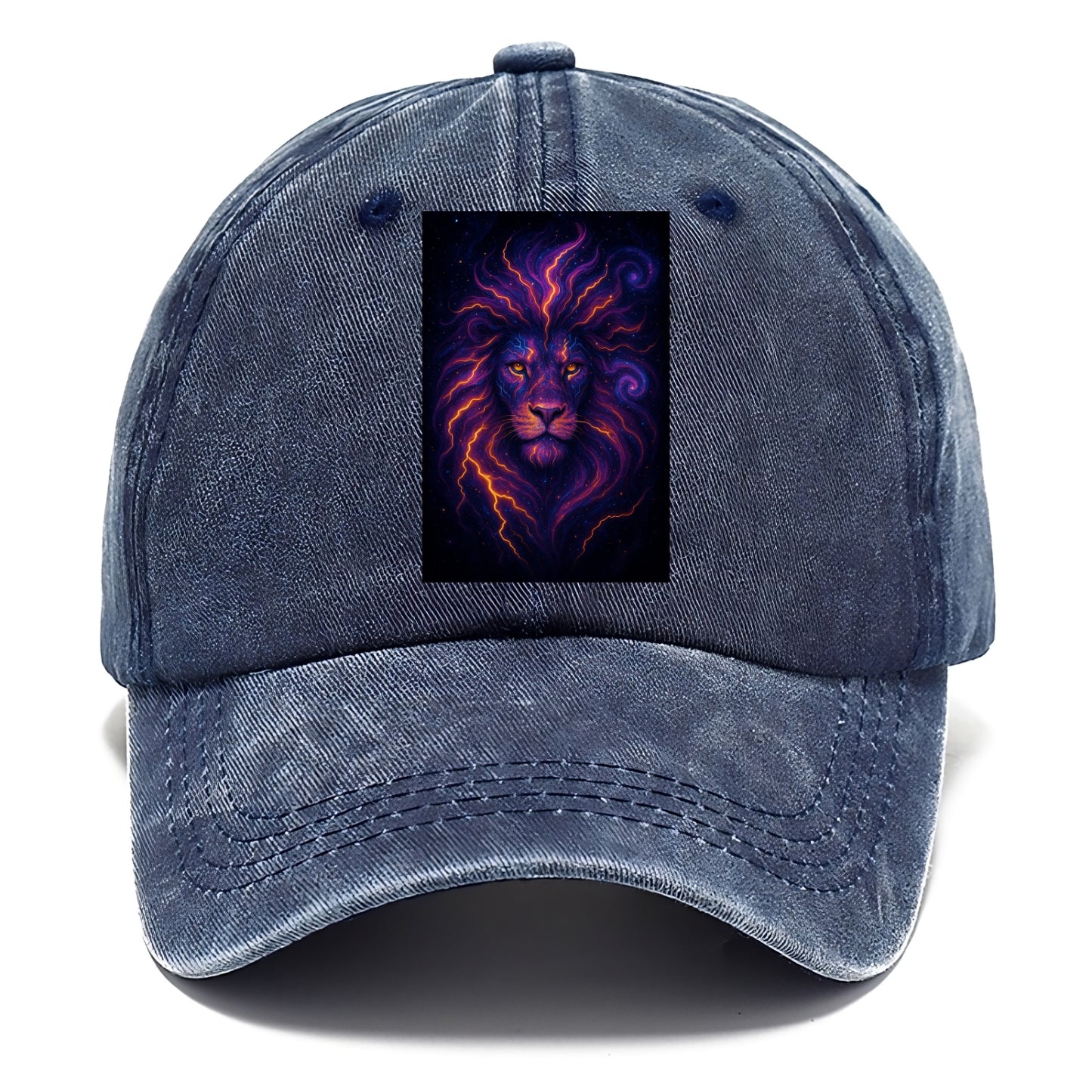 Regal lion with mane made of electric currents, neon yellow and hot pink energy - Classic Cap - Twilight Navy(Blue)