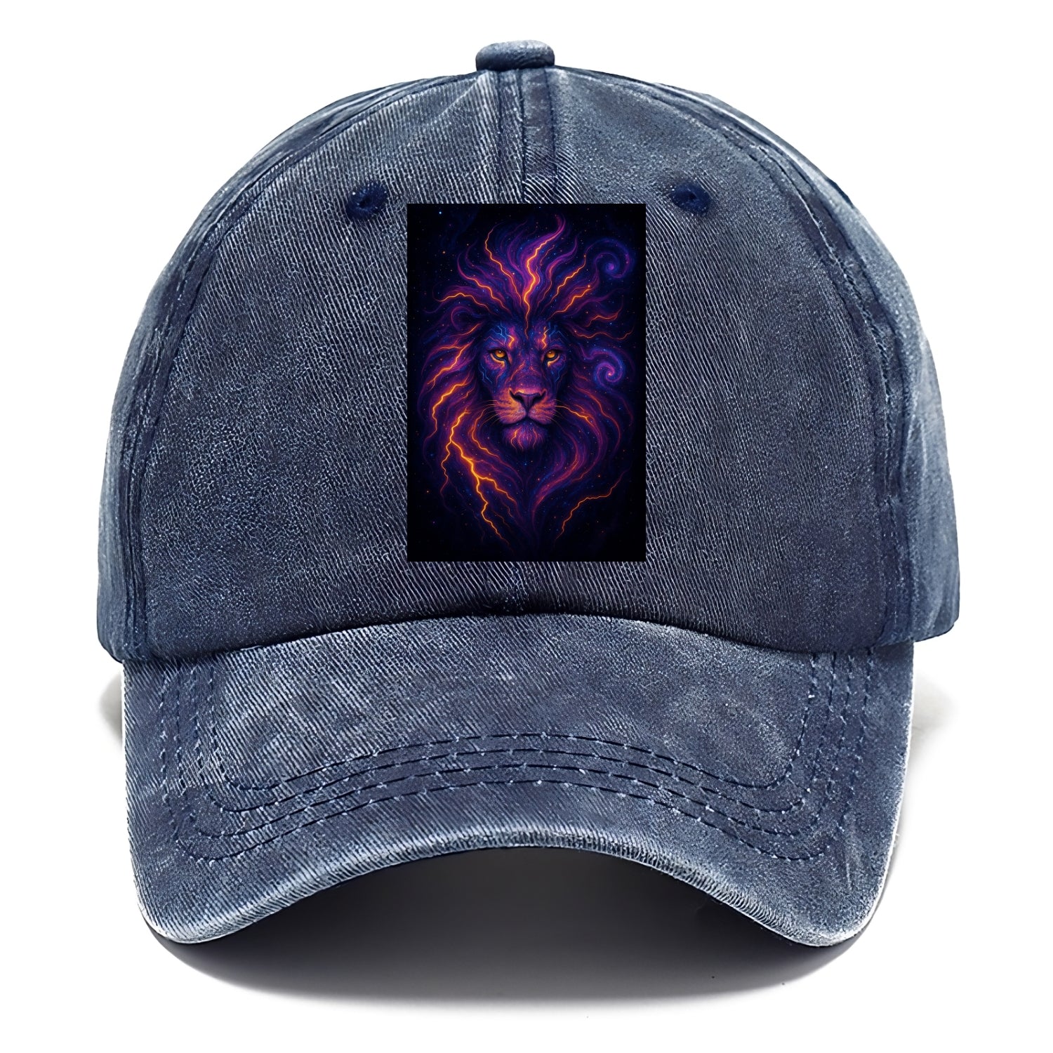 Regal lion with mane made of electric currents, neon yellow and hot pink energy - Classic Cap - Twilight Navy(Blue)