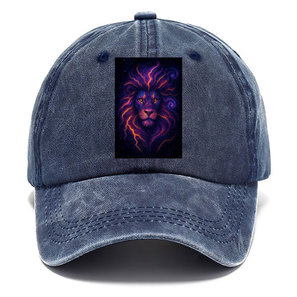 Regal lion with mane made of electric currents, neon yellow and hot pink energy - Classic Cap - Twilight Navy(Blue)