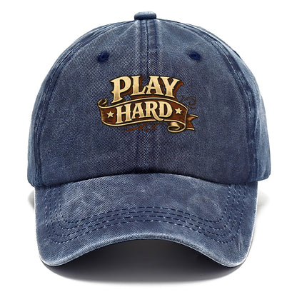 Bold typography design - "PLAY HARD" - giving your all, full effort - Classic Cap - Twilight Navy(Blue)