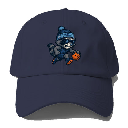 Memphis Raccoon wearing Grizzlies beanie with riverboat patch and - Baseball Cap For Big Heads - Twilight Navy(Blue)