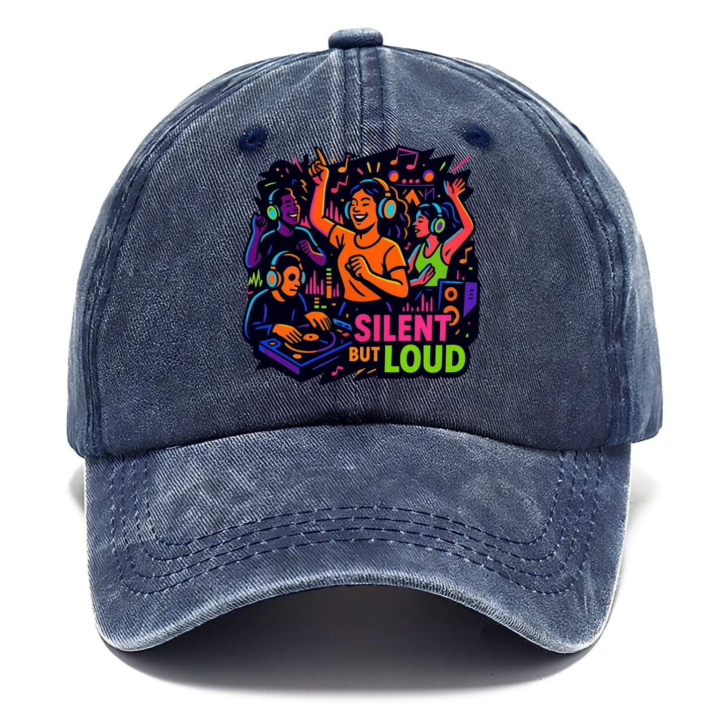 Silent disco dancers with glowing headphones - "Silent But Loud" - unique concert - Classic Cap - Twilight Navy(Blue)