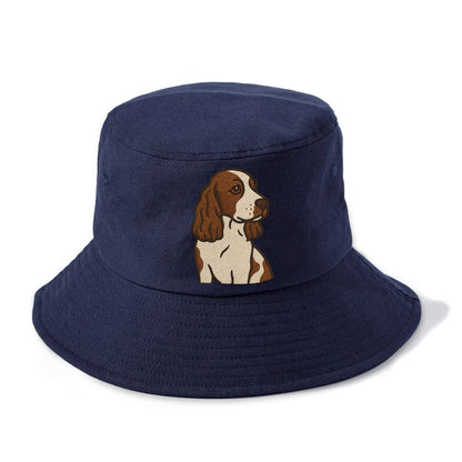 English Cocker Spaniel - Liver and white embroidered design - Bucket Hat - Twilight Navy(Blue)