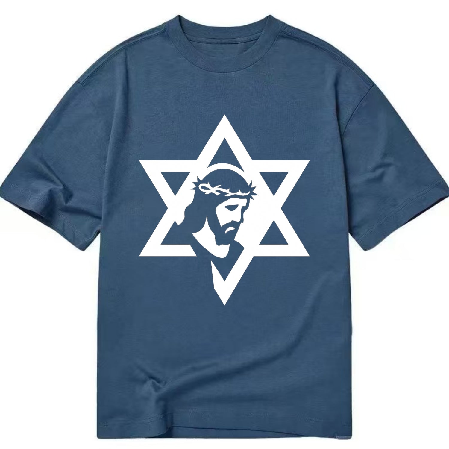 Star of David - negative space forms two overlapping triangles with hidden meaning - Classic T-shirt - Twilight Navy(Blue)
