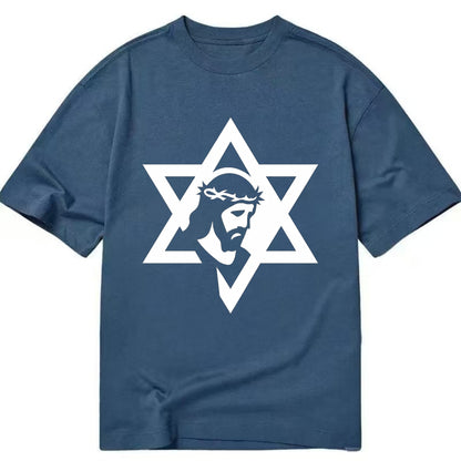 Star of David - negative space forms two overlapping triangles with hidden meaning - Classic T-shirt - Twilight Navy(Blue)