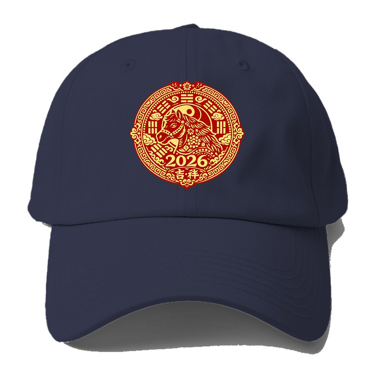 LUCKY HORSE MEDALLION | Circular medallion with horse profile | - Baseball Cap For Big Heads - Twilight Navy(Blue)