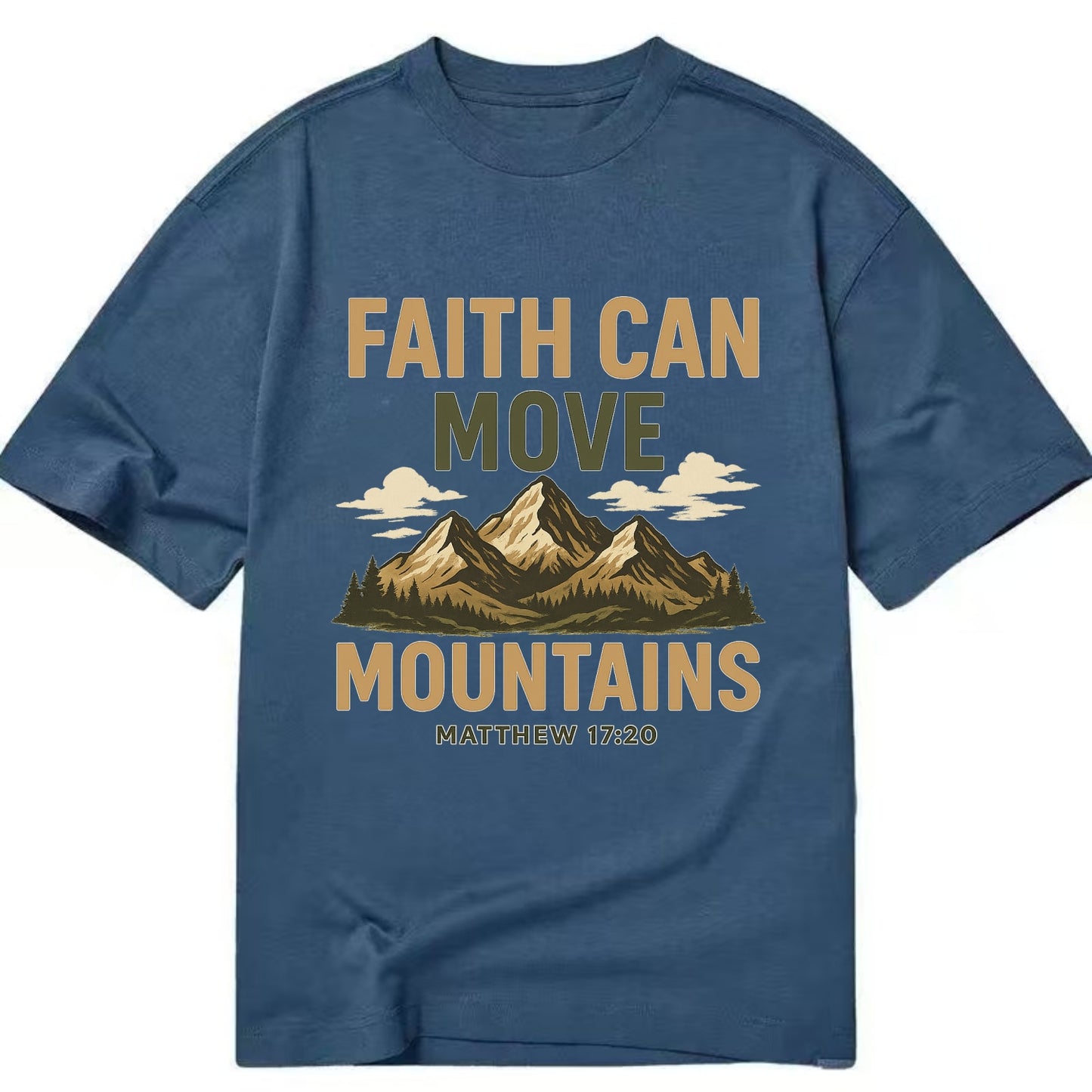 Matthew 17:20 Mountains - Classic T-shirt - Twilight Navy(Blue)