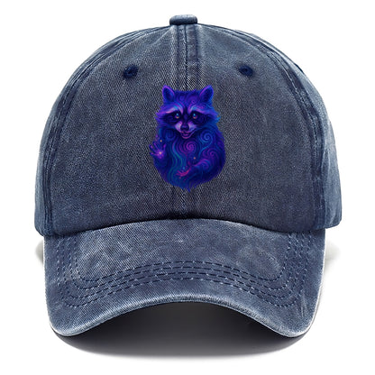 Playful raccoon with mask swirling in hypnotic patterns, neon purple and green fur - Classic Cap - Twilight Navy(Blue)