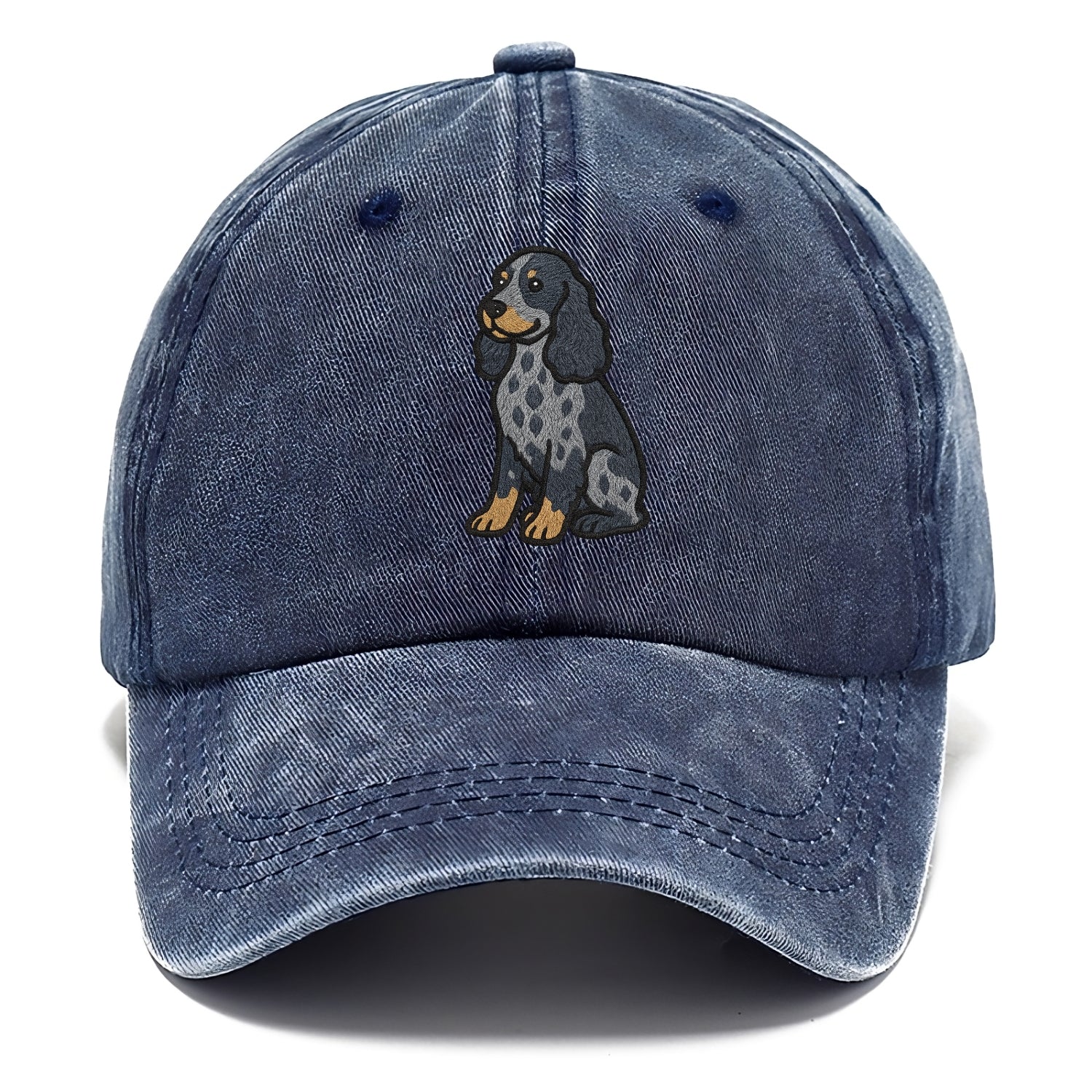 English Cocker Spaniel - Blue roan embroidered sitting pose - Classic Cap - Twilight Navy(Blue)