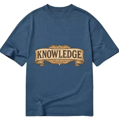 Bold typography design - "KNOWLEDGE" - learning, understanding - Classic T-shirt - Twilight Navy(Blue)