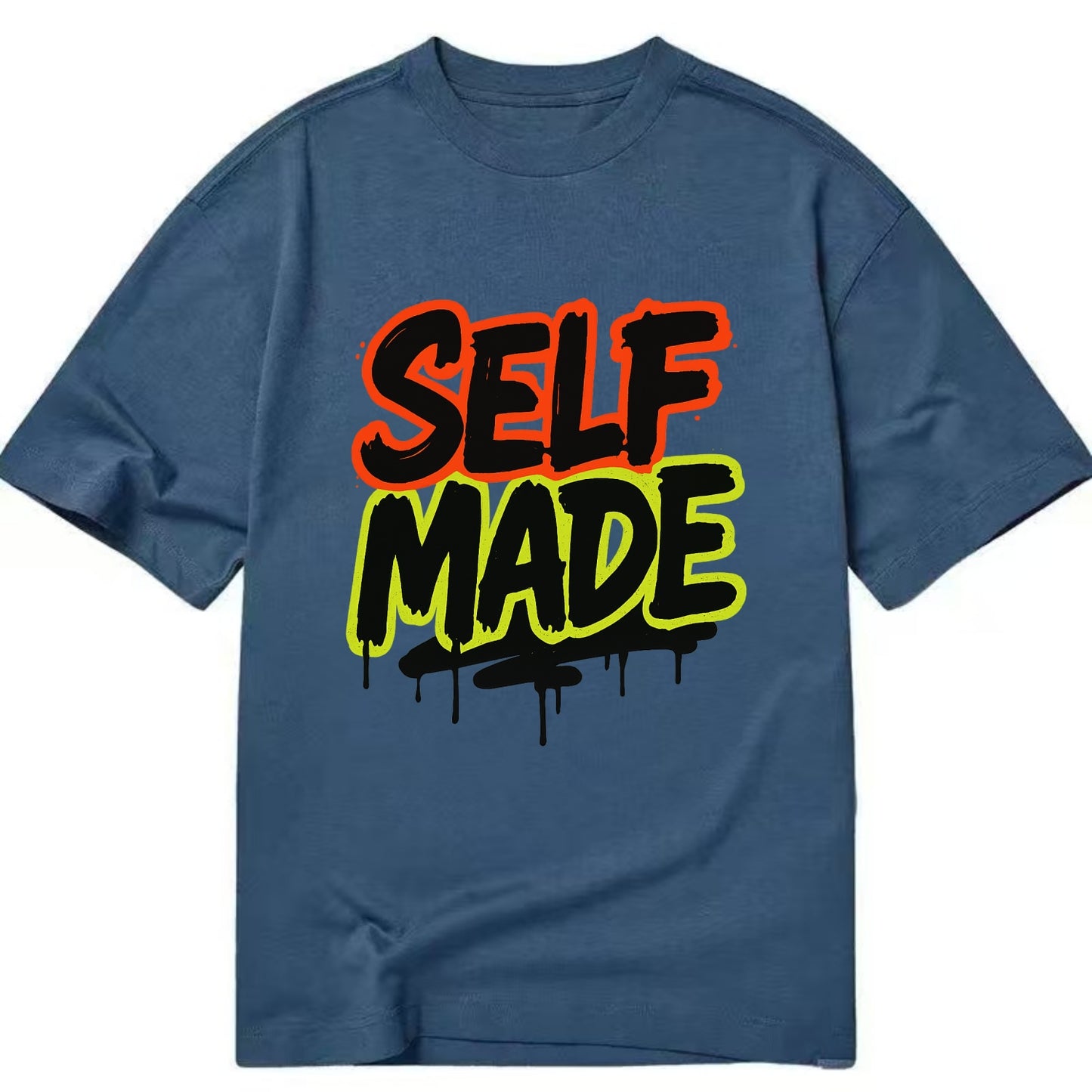 Bold typography design - "SELF MADE" - built from nothing, earned success - Classic T-shirt - Twilight Navy(Blue)