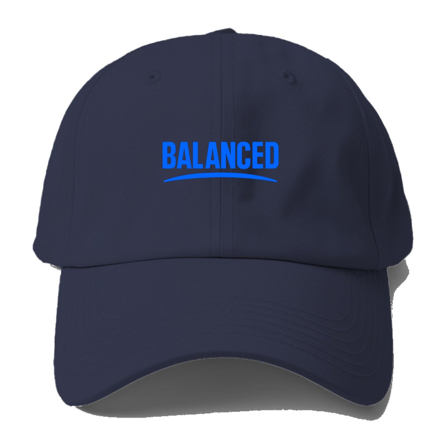 Bold typography design - "BALANCED" - harmony, equilibrium, centered life - Baseball Cap - Twilight Navy(Blue)