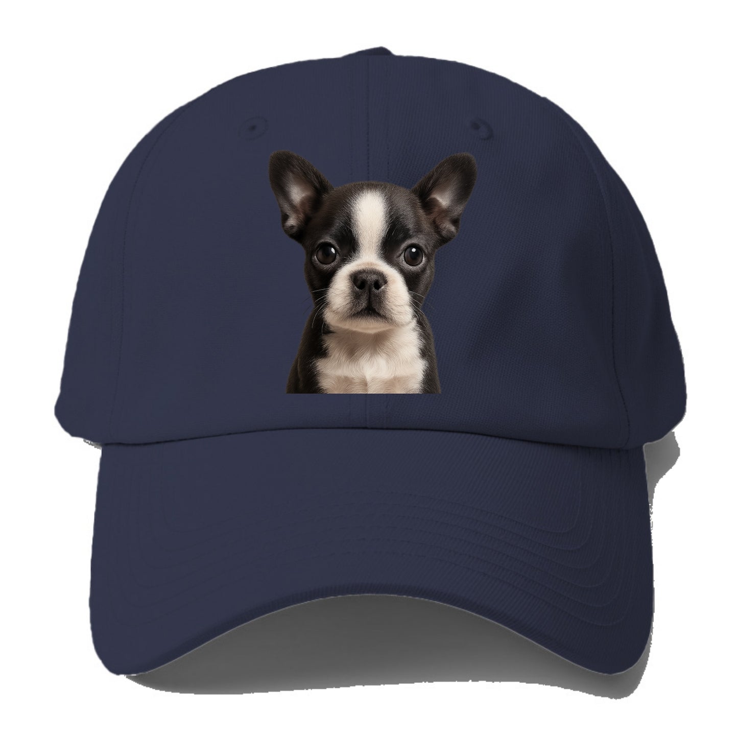 Baby Boston Terrier Puppy - tuxedo markings, big round eyes, bat ears, - Baseball Cap For Big Heads - Twilight Navy(Blue)