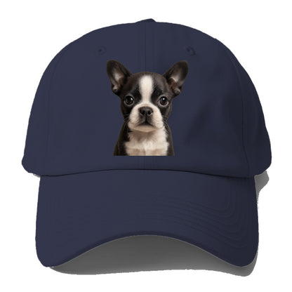Baby Boston Terrier Puppy - tuxedo markings, big round eyes, bat ears, - Baseball Cap For Big Heads - Twilight Navy(Blue)