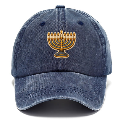 MENORAH LIGHTS - nine branch candelabra in gold and blue , Hanukkah - Classic Cap - Twilight Navy(Blue)