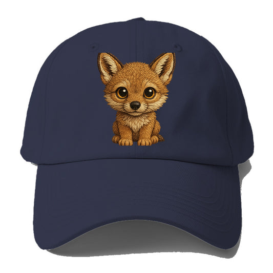 Baby Coyote Pup - tan fur, large ears, golden eyes, front-facing, - Baseball Cap For Big Heads - Twilight Navy(Blue)