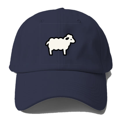 Sheep - White fluffy wool flat side profile - Baseball Cap For Big Heads - Twilight Navy(Blue)