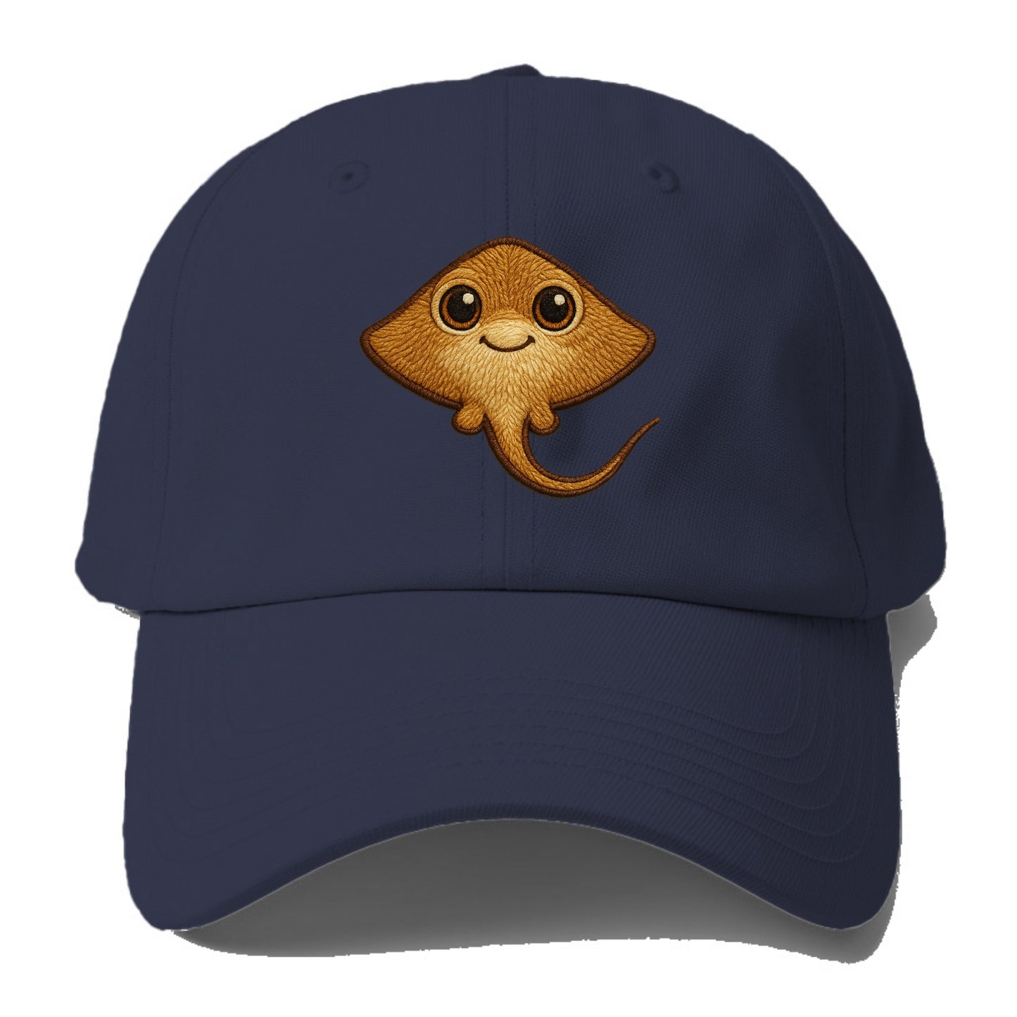 Baby Stingray - flat body, long tail, eyes on top, front-facing, friendly - Baseball Cap - Twilight Navy(Blue)
