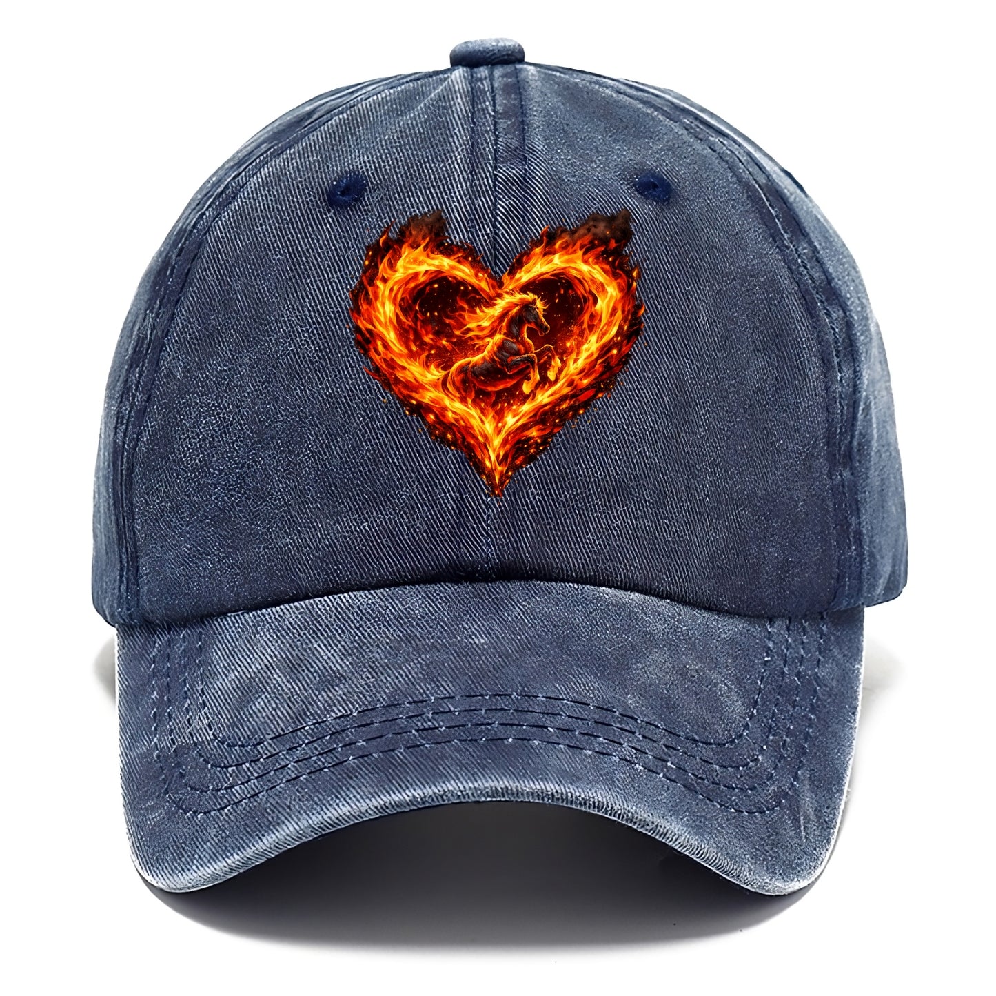 HEART OF FIRE | Flaming heart with horse silhouette inside | Passion embodied | Love - Classic Cap - Twilight Navy(Blue)