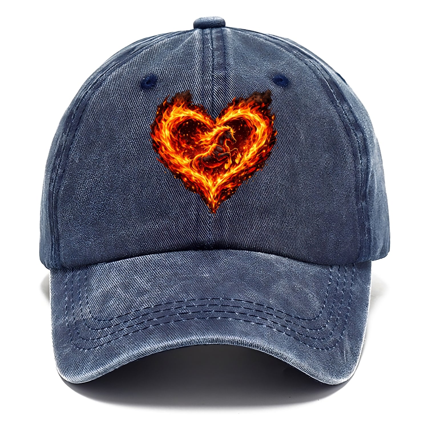 HEART OF FIRE | Flaming heart with horse silhouette inside | Passion embodied | Love - Classic Cap - Twilight Navy(Blue)