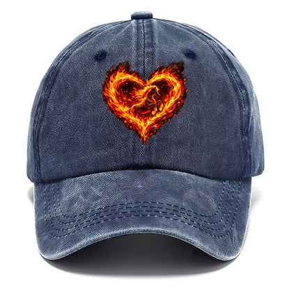 HEART OF FIRE | Flaming heart with horse silhouette inside | Passion embodied | Love - Classic Cap - Twilight Navy(Blue)