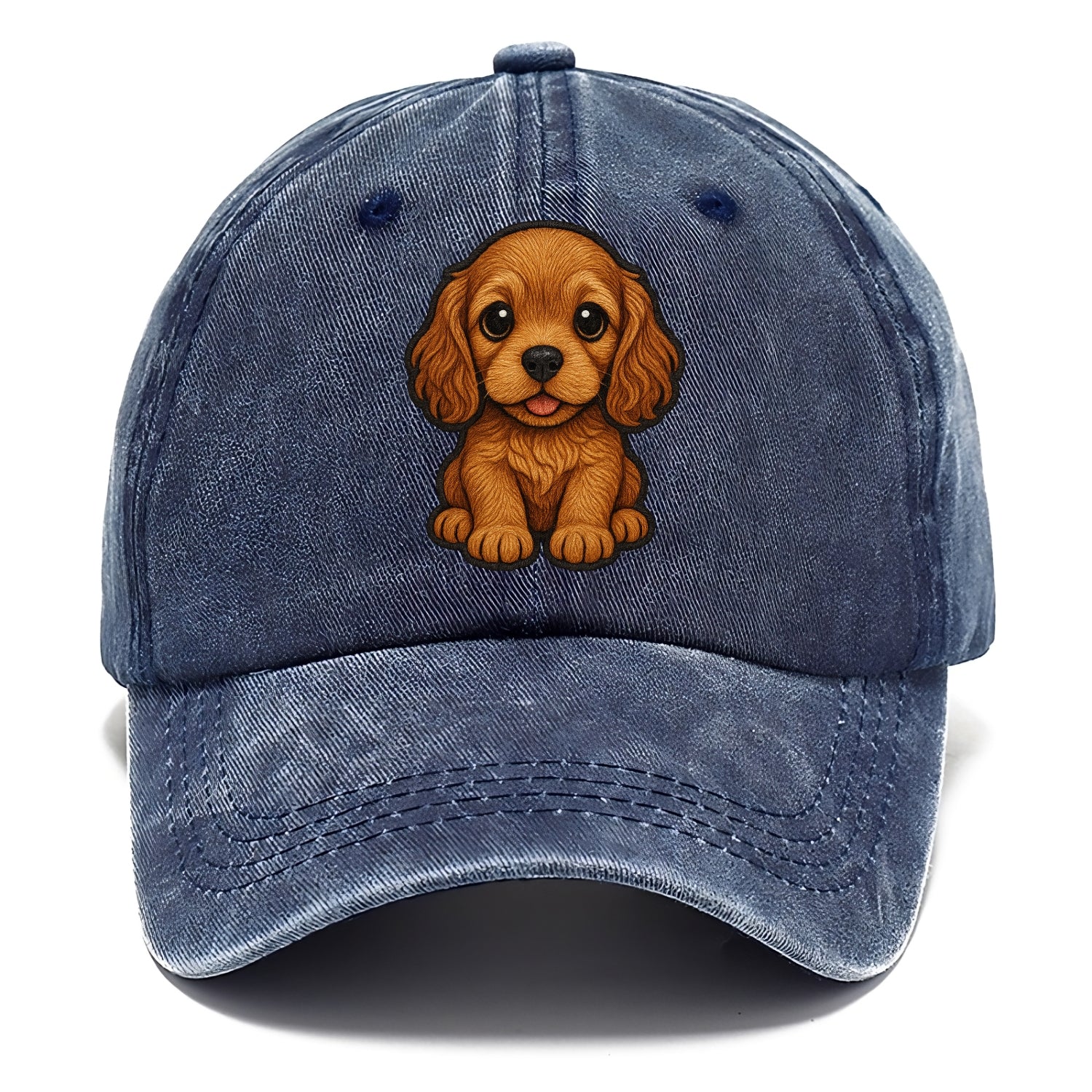 Baby Cocker Spaniel Puppy - long wavy ears, soulful eyes, silky coat, front-facing, - Classic Cap - Twilight Navy(Blue)