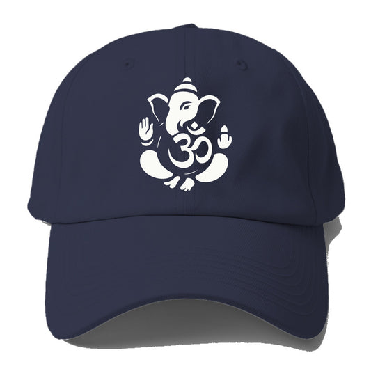 Ganesha elephant silhouette - negative space creates om symbol - Baseball Cap For Big Heads - Twilight Navy(Blue)