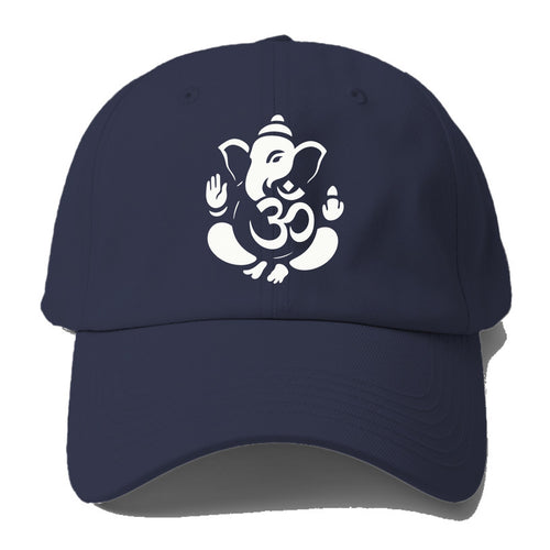Ganesha elephant silhouette - negative space creates om symbol - Baseball Cap For Big Heads