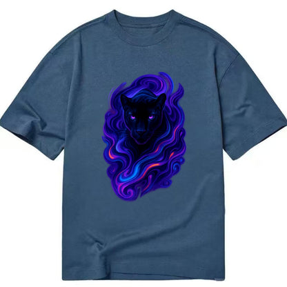 Sleek black panther emerging from swirls of deep purple and electric blue, - Classic T-shirt - Twilight Navy(Blue)
