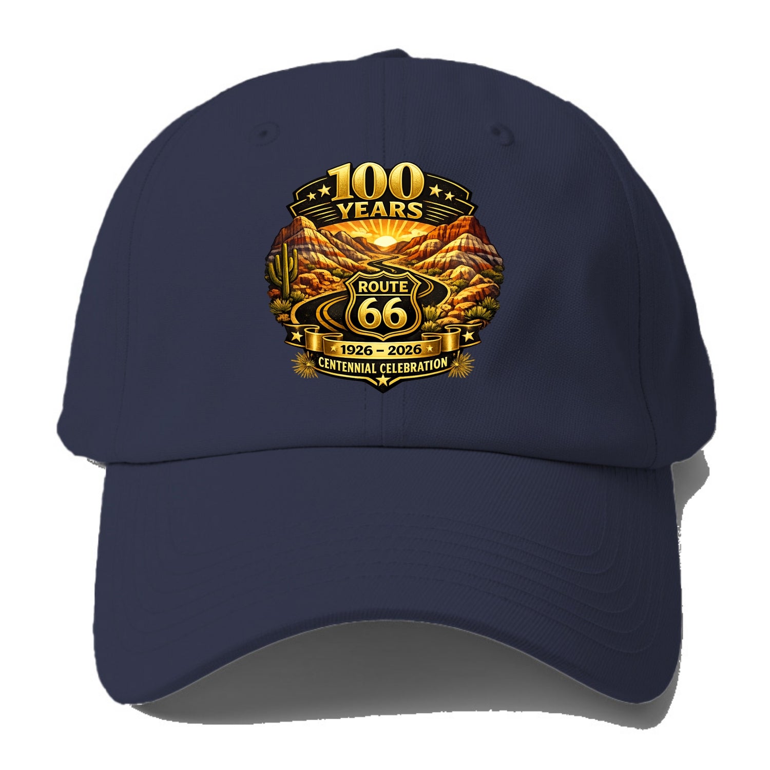PAINTED DESERT | Colorful desert landscape | Route 66 winding through | Natural - Baseball Cap - Twilight Navy(Blue)